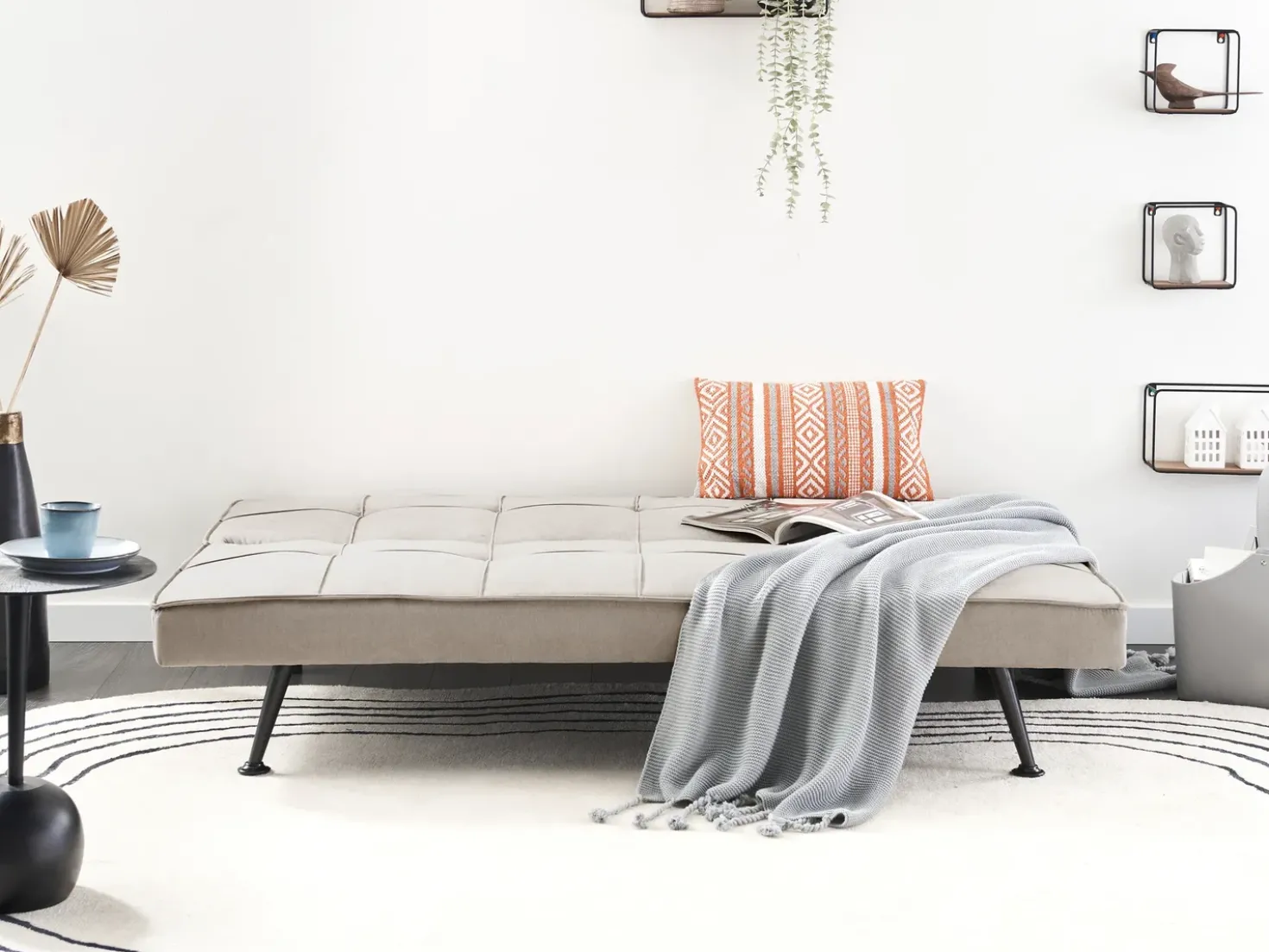 Divano letto 3 posti HASLE Tessuto Beige
