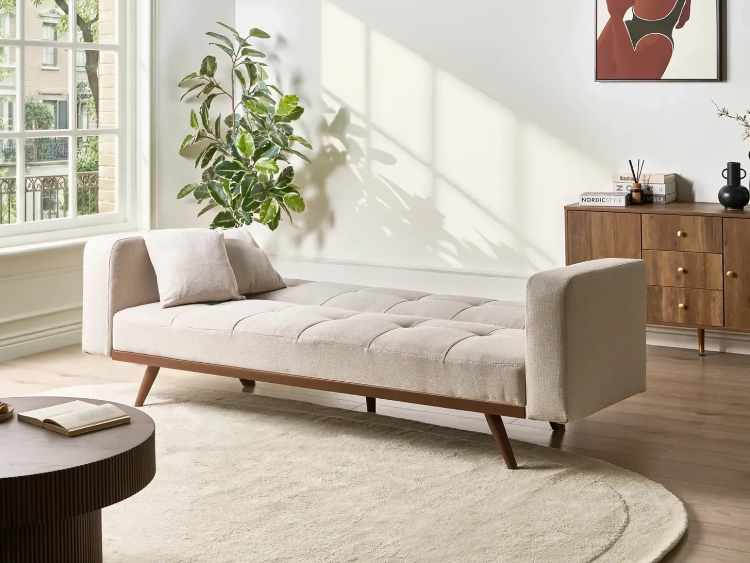 Divano letto 3 posti HJULBY Beige chiaro