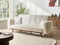 Divano letto 3 posti HJULBY Bouclé Bianco sporco