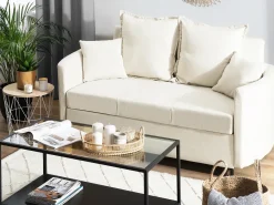 Divano letto 2 posti HOVIN Tessuto Beige chiaro
