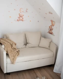 Divano letto 2 posti HOVIN Tessuto Beige chiaro