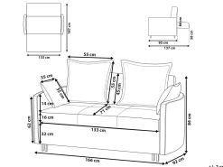 Divano letto 2 posti HOVIN Tessuto Grigio chiaro