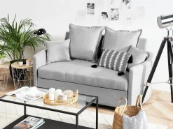 Divano letto 2 posti HOVIN Tessuto Grigio chiaro