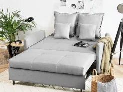 Divano letto 2 posti HOVIN Tessuto Grigio chiaro