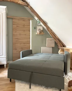 Divano letto 2 posti HOVIN Tessuto Verde