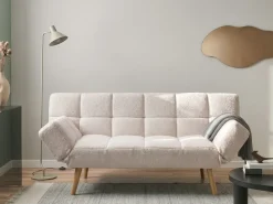 Divano letto 2 posti INGARO Bouclé Bianco sporco