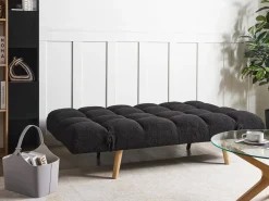 Divano letto 2 posti INGARO Bouclé Nero