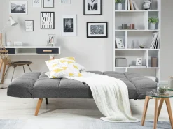 Divano letto 2 posti INGARO Tessuto Grigio scuro