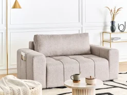 Divano letto 2 posti INNVIK Tessuto Marrone chiaro con contenitore