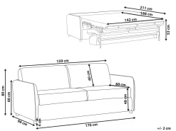 Divano letto 2 posti ISHOJ Tessuto Beige chiaro