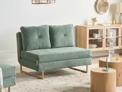 Divano letto 2 posti JERSLEV Tessuto Verde chiaro