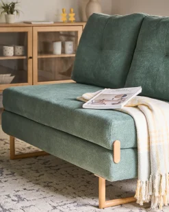 Divano letto 2 posti JERSLEV Tessuto Verde chiaro