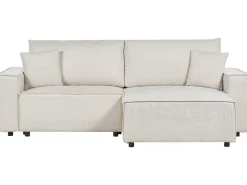 Divano letto 3 posti KARILA Tessuto Beige chiaro con contenitore Lato Sinistro