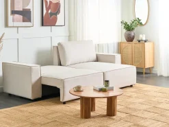 Divano letto 3 posti KARILA Tessuto Beige chiaro con contenitore Lato Sinistro