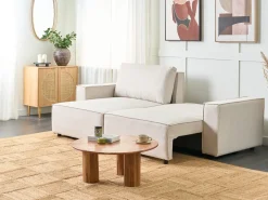 Divano letto 3 posti KARILA Tessuto Beige chiaro con contenitore Lato destro