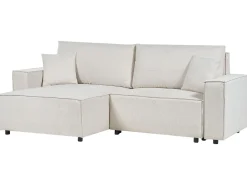 Divano letto 3 posti KARILA Tessuto Beige chiaro con contenitore Lato destro