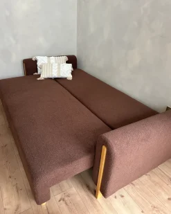 Divano letto 3 posti KVAM Bouclé Marrone con contenitore