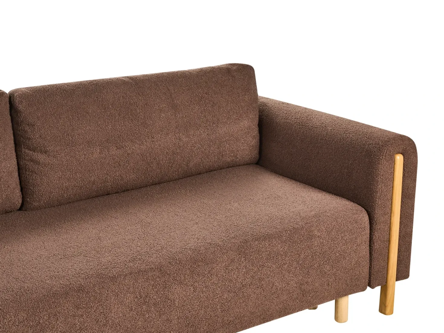 Divano letto 3 posti KVAM Bouclé Marrone con contenitore