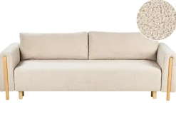 Divano letto 3 posti KVAM Bouclé Beige chiaro con contenitore