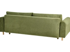 Divano letto 3 posti KVAM Tessuto Verde con contenitore