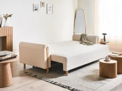 Divano letto 3 posti KVAM Bouclé Bianco sporco con contenitore