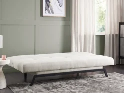 Divano letto 3 posti LEEDS Tessuto Bianco