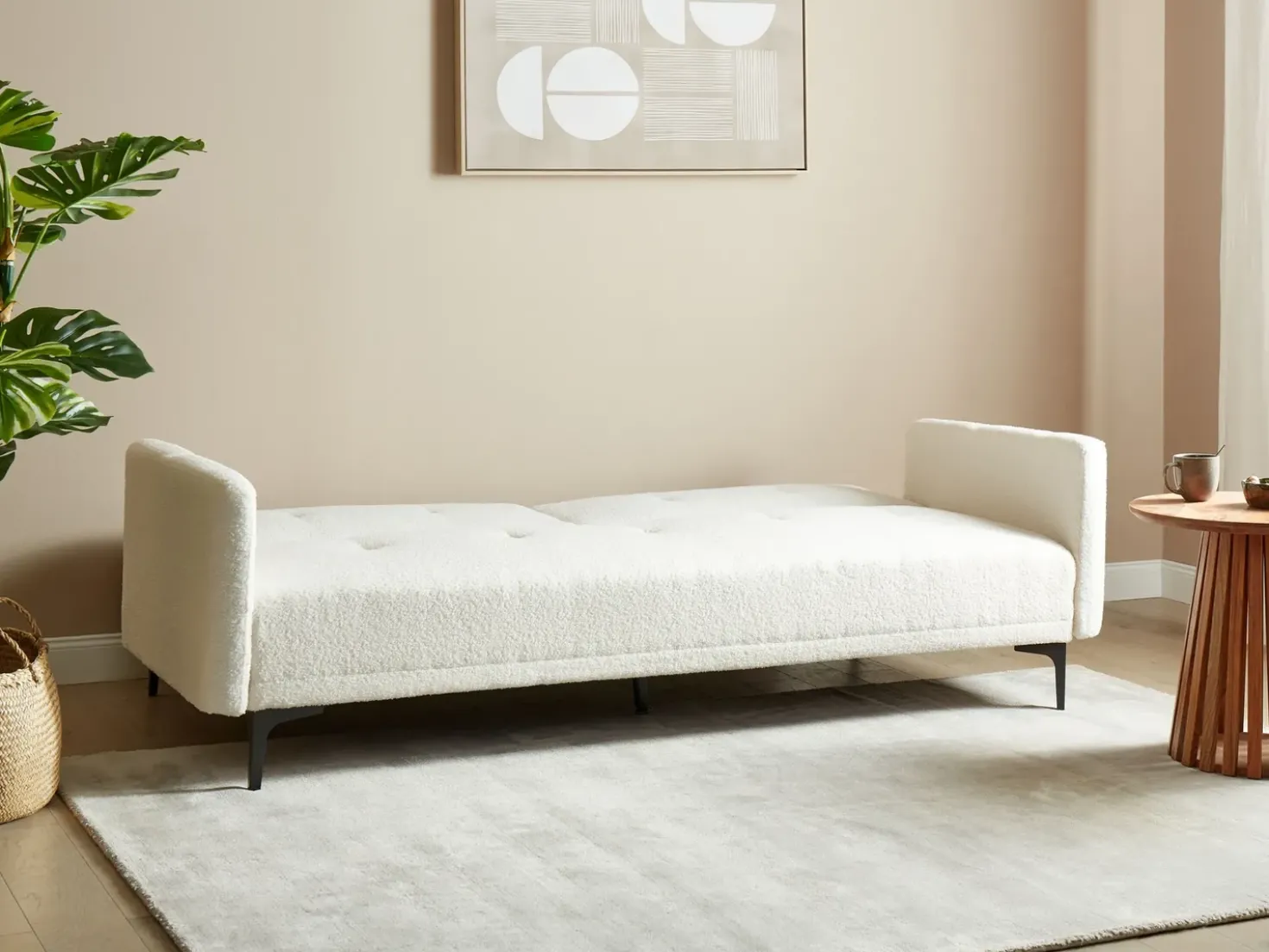 Divano letto 3 posti LUCAN Bouclé Bianco sporco