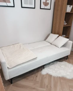 Divano letto 3 posti LUCAN Bouclé Bianco sporco