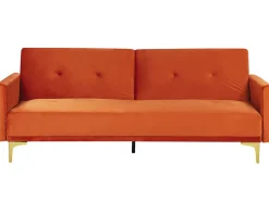 Divano letto 3 posti LUCAN Velluto Arancione