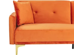 Divano letto 3 posti LUCAN Velluto Arancione