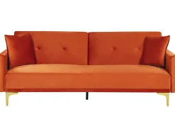 Divano letto 3 posti LUCAN Velluto Arancione