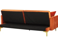Divano letto 3 posti LUCAN Velluto Arancione