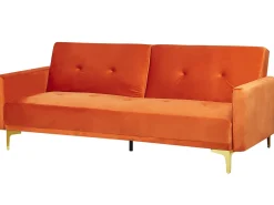 Divano letto 3 posti LUCAN Velluto Arancione