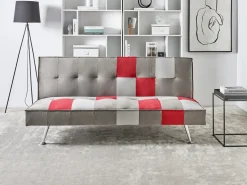 Divano letto 3 posti OLSKER Velluto Grigio chiaro
