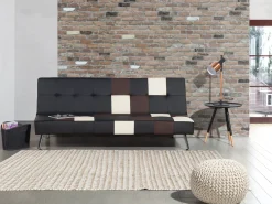 Divano letto 3 posti OLSKER Pelle sintetica Nero