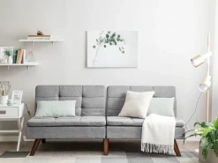 Divano letto 3 posti RONNE Tessuto Grigio chiaro