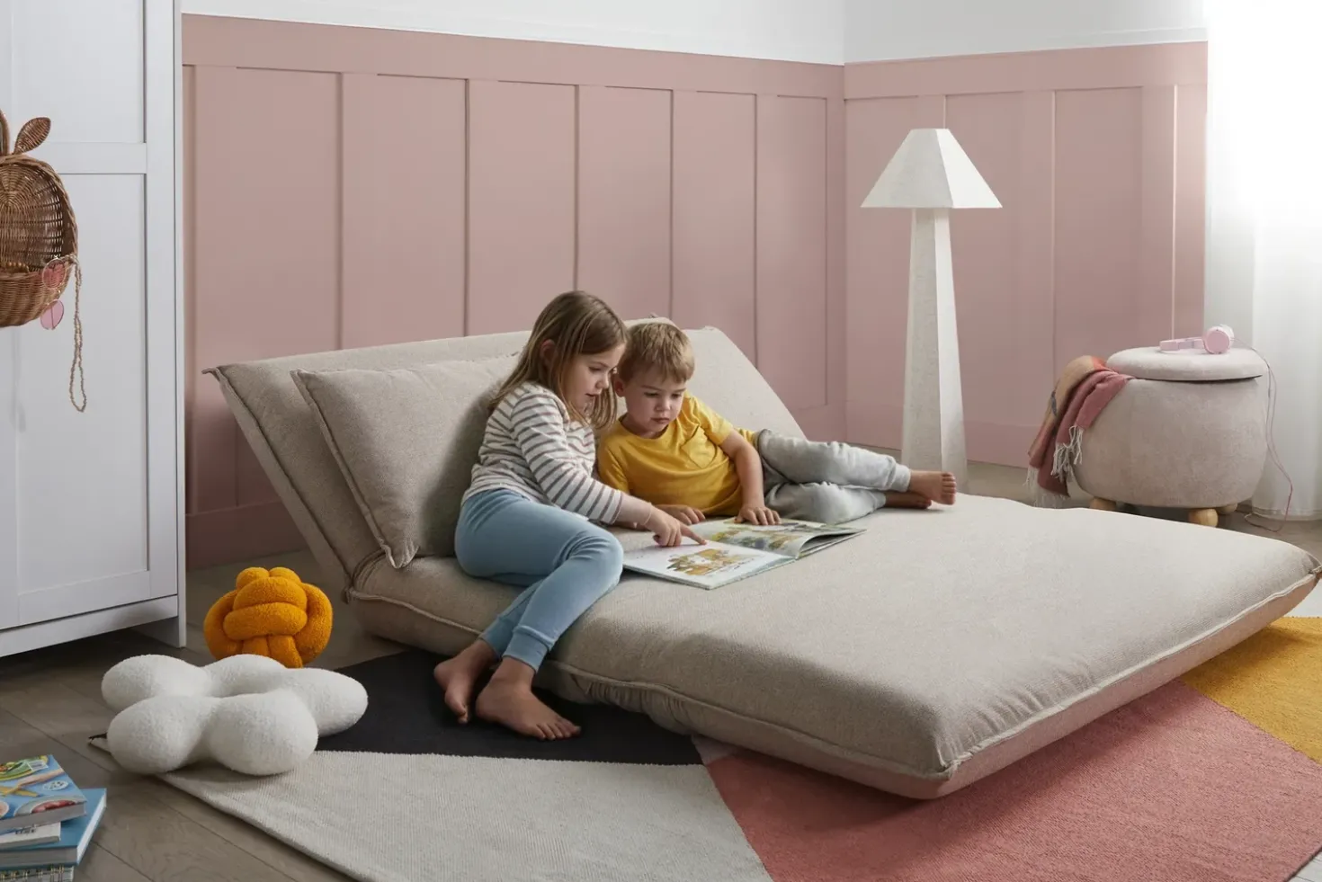 Divano letto 2 posti ROROS Lino sintetico Beige
