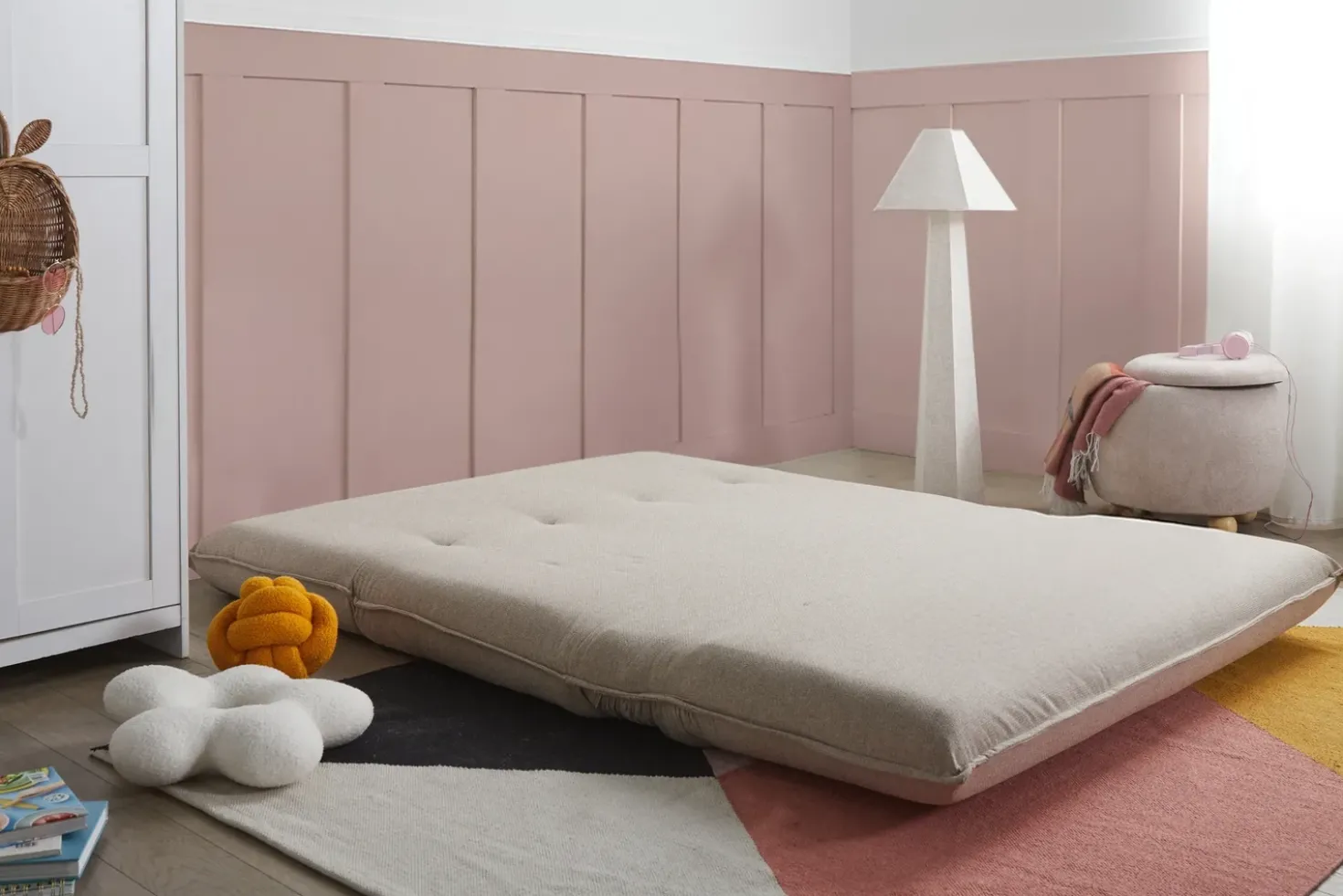 Divano letto 2 posti ROROS Lino sintetico Beige