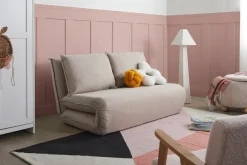 Divano letto 2 posti ROROS Lino sintetico Beige