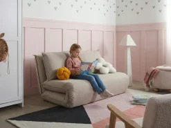 Divano letto 2 posti ROROS Lino sintetico Beige