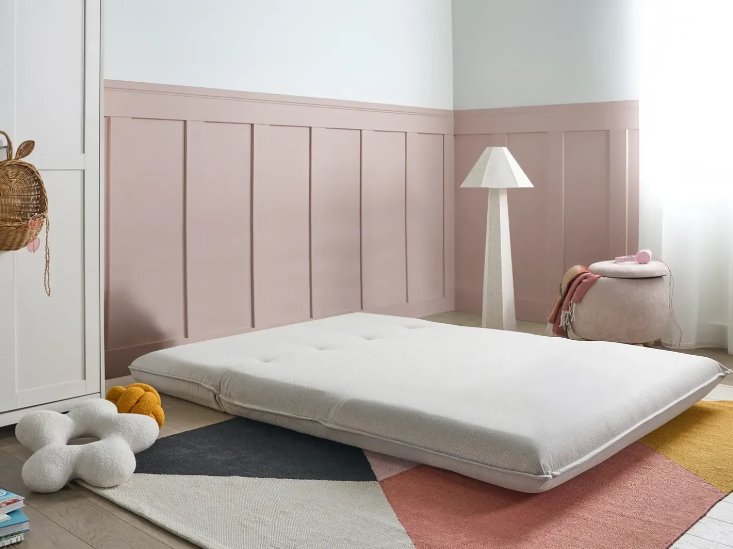 Divano letto 2 posti ROROS Lino sintetico Bianco sporco