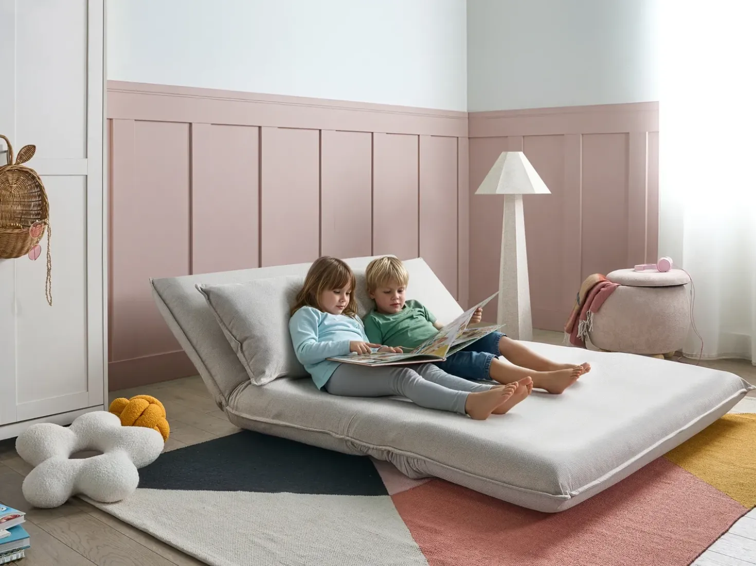 Divano letto 2 posti ROROS Lino sintetico Bianco sporco