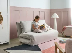 Divano letto 2 posti ROROS Lino sintetico Bianco sporco