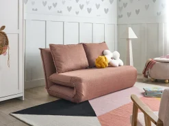 Divano letto 2 posti ROROS Lino sintetico Marrone