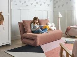 Divano letto 2 posti ROROS Lino sintetico Marrone
