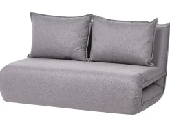 Divano letto 2 posti ROROS Lino sintetico Grigio scuro