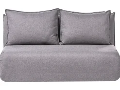 Divano letto 2 posti ROROS Lino sintetico Grigio scuro