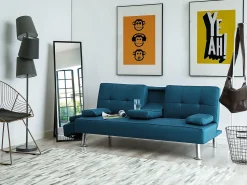 Divano letto 3 posti ROXEN Tessuto Blu