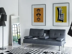 Divano letto 3 posti ROXEN Tessuto Grigio scuro
