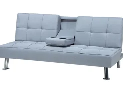 Divano letto 3 posti ROXEN Tessuto Grigio chiaro